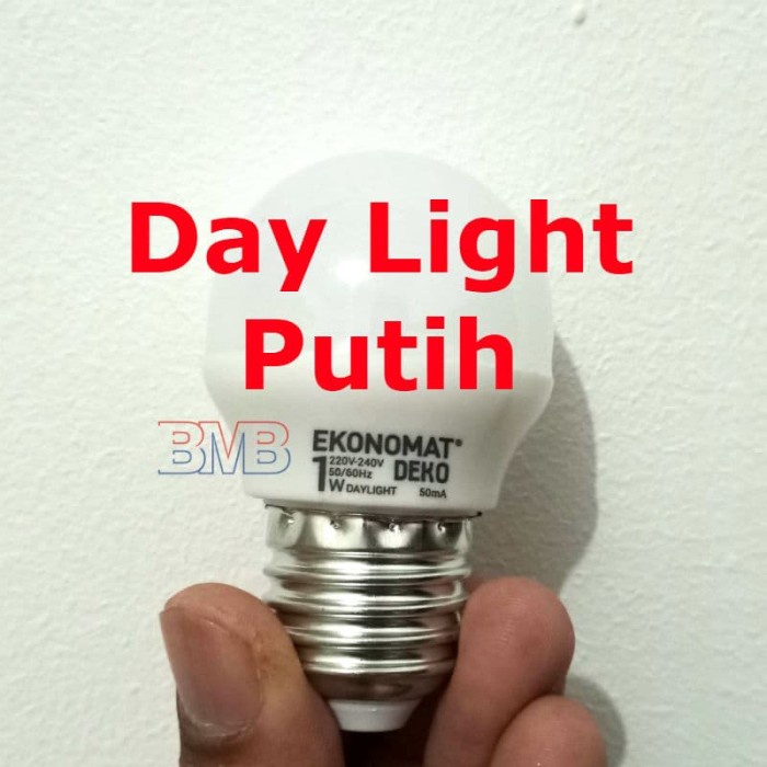 G40Gtt01G PUTIH EKONOMAT LAMPU TIDUR LED 1 WATT BULB DAY LIGHT E27 1WATT 1W HYH2012