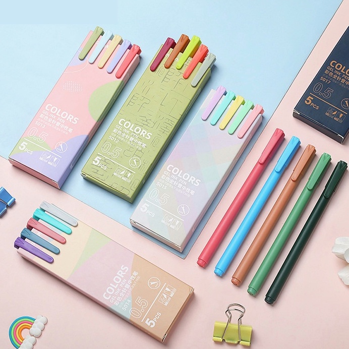 

[COD]Pulpen Macaron Gel 0.5mm Isi 5 - Pulpen Warna Macaron - Pen Office School Supplies-YES