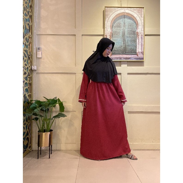 dress wanita muslim gamis syari modern mosscrepe terbaru grosir