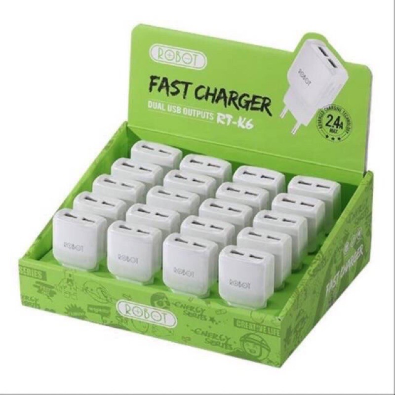 1 BOX (20pcs) CHARGER Robot RT-K6 2.4A  Dual Output 2out put CHARGER CHAS