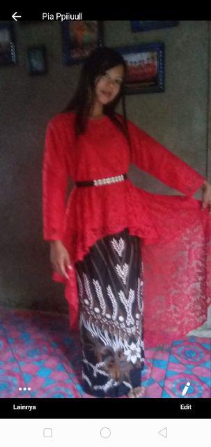 Zola_batik Batik Couple Kebaya Brokat Susun Pinguin Krida
