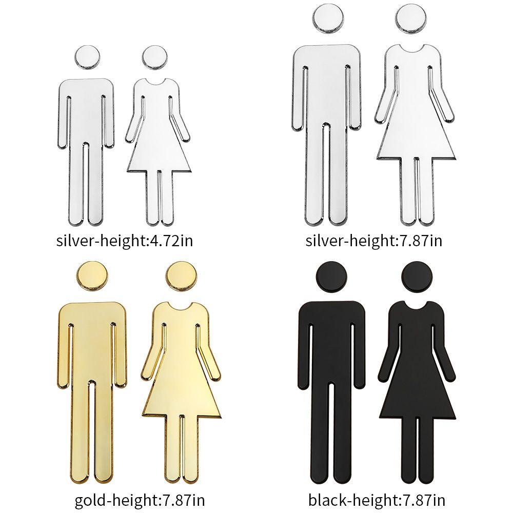 Solighter 3D Toilet Sign Prompt Aksesoris Perekat Diri Kamar Mandi Restroom Toilet DIY Pintu Plakat
