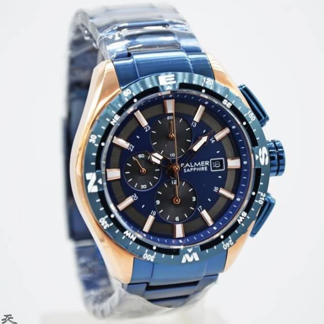 Jam Tangan Pria BALMER 8118 Chrono Blue Rosegold Original