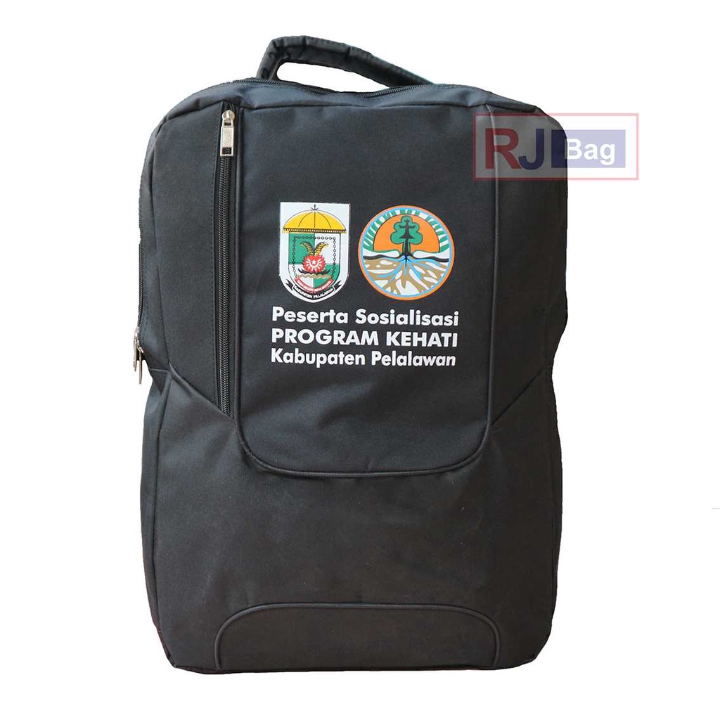 TAS GROSIR SEMINAR PROGRAM KEHATI KABUPATEN PELALAWAN SEMINAR SOUVENIR TAS HITAM CUSTOM RANSEL GROSIR SABLON