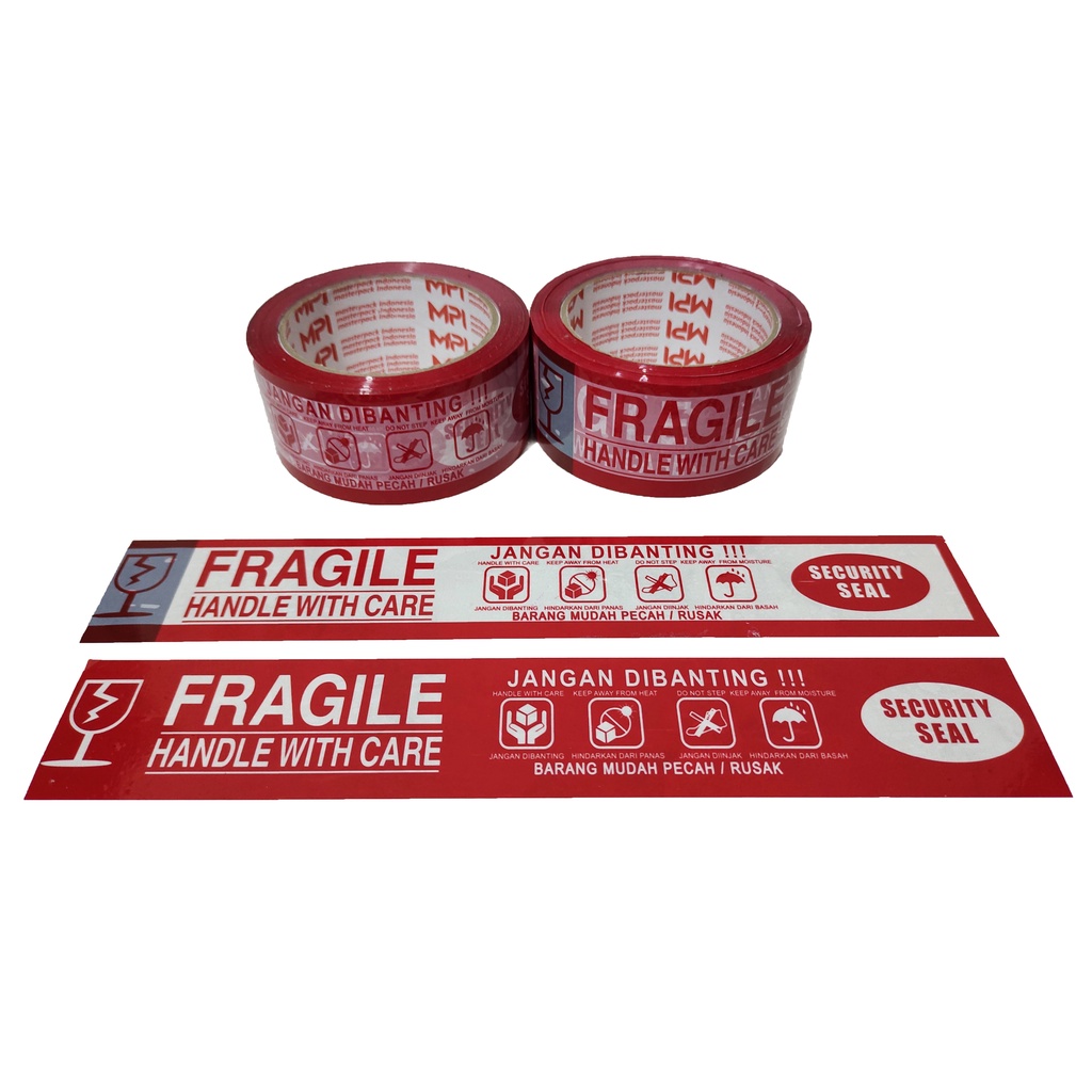 LAKBAN FRAGILE MERAH JANGAN DI BANTING 48x90 Y MASTER PACK INDONESIA