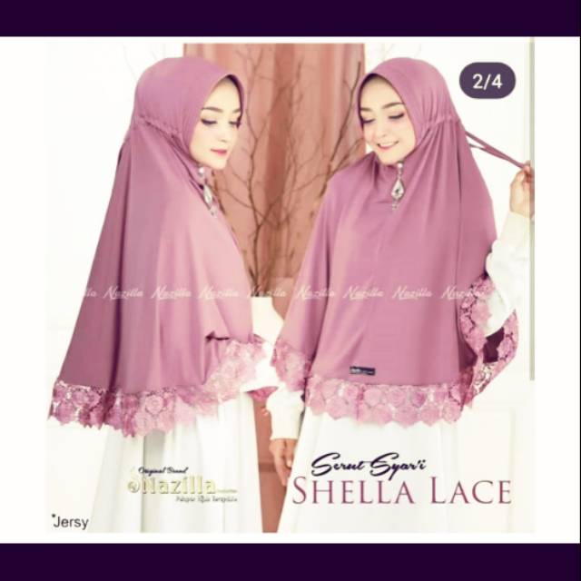 Jennahara Hijab Serut Syar'i Sella Lace Jersey Tali Serut Keren Bergo Renda Cantik Kekinian