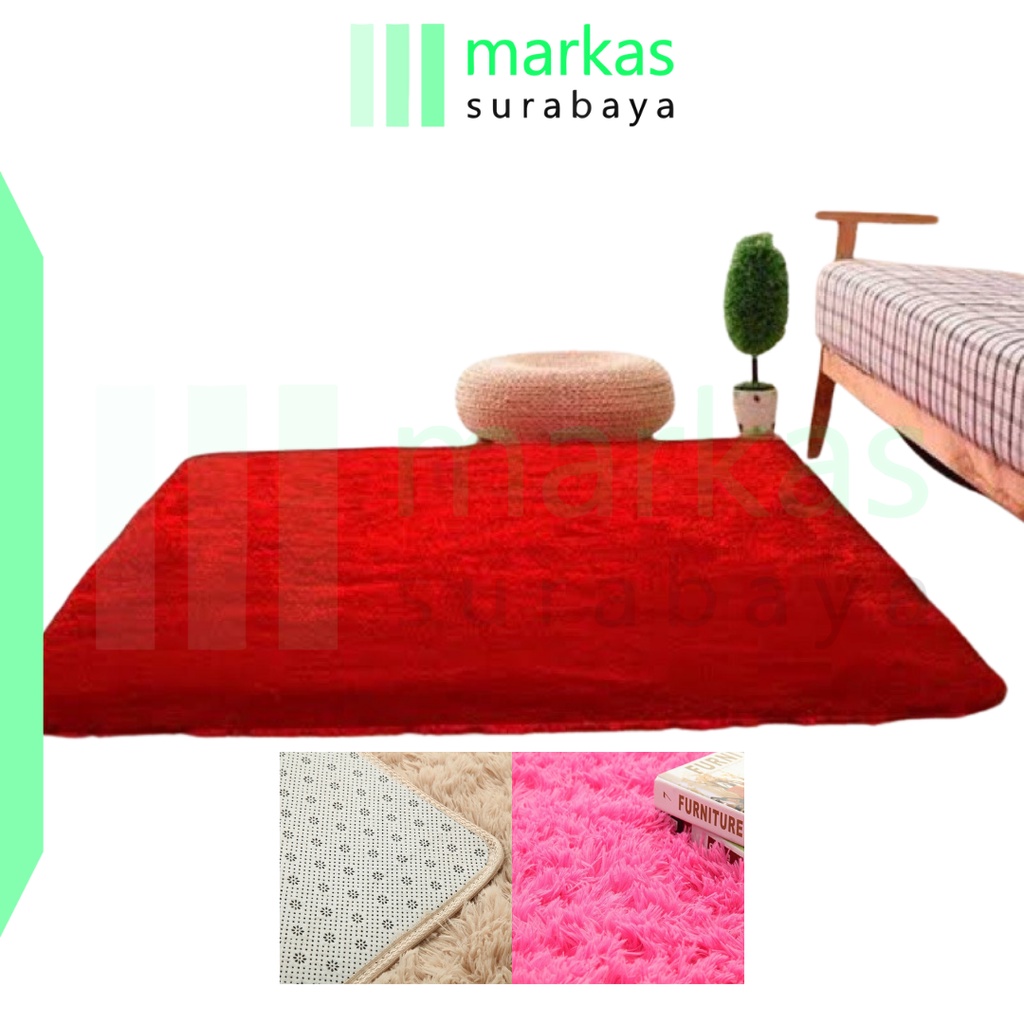 MARKAS Karpet Bulu Lembut Shaggy Velvet Aesthetic Yoga Anti Skid Uk. 150x100cm