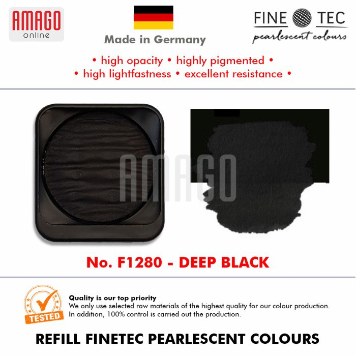 FINETEC - Pearlescent Watercolour - F1280 Deep Black - Round 30mm