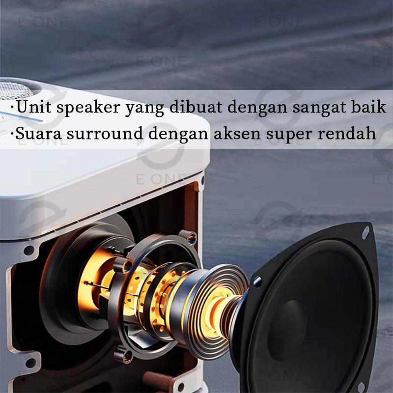 E ONE speaker bluetooth karaoke set lengkap speaker bluetooth 2 mic wireless /Built-in membatalkan fungsi suara asli