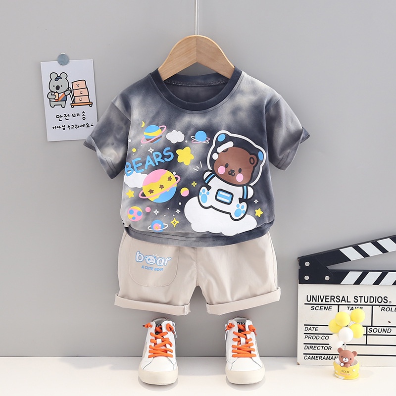 Setelan Anak Laki Laki GERRY Baju Anak Set Kaos Gradasi dan Celana Pendek Summer Korean Style Import