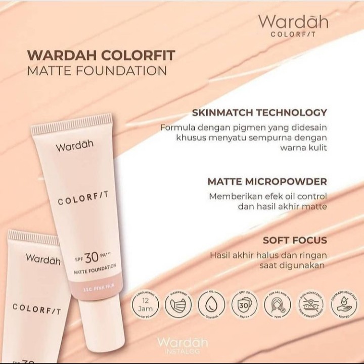 wardah colorfit matte foundation 25ml