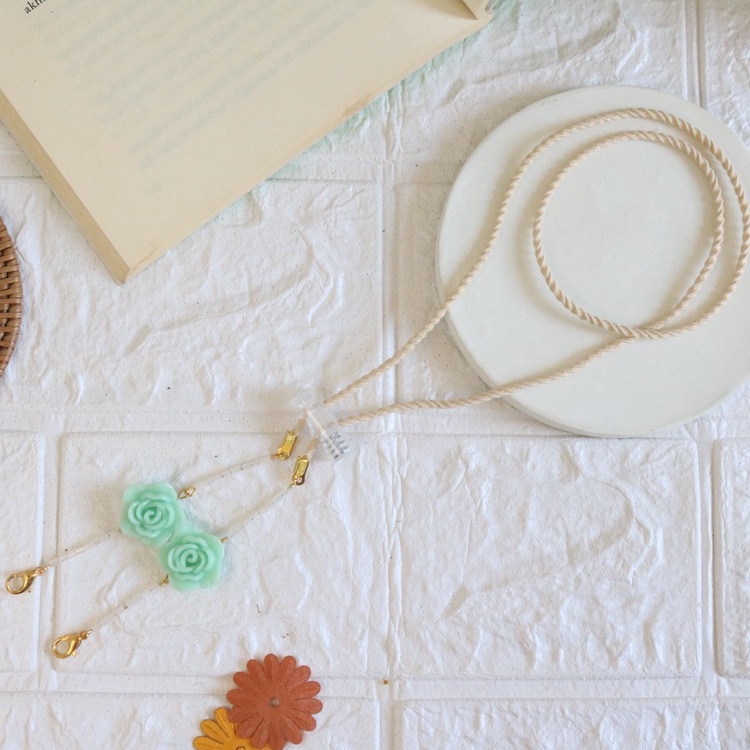 Strap Konektor Rantai Jasmine 2in1 by Pagi - Strap Masker Hijab - Serut Stopper - Transparan Tali Kalung Gantungan Masker - Asesoris Hijab - Strep