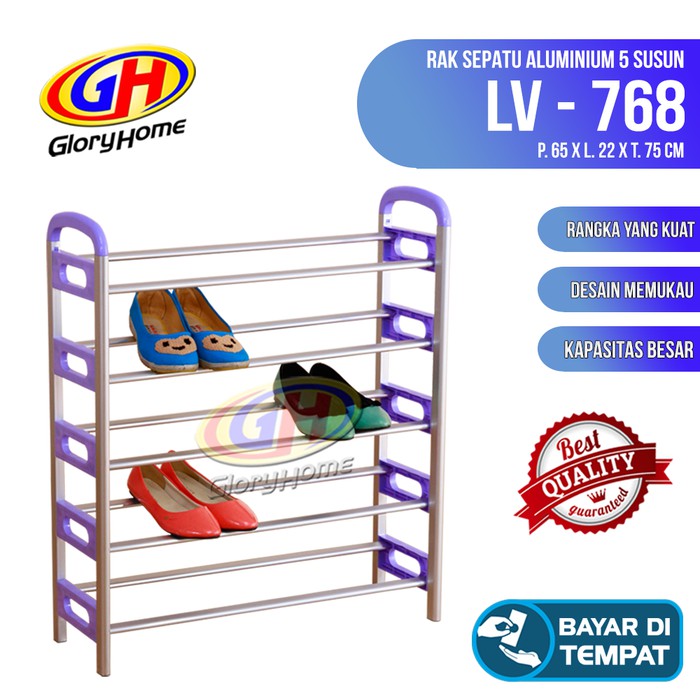 Rak Sepatu Aluminium Premium 5 Susun Tingkat Liveo Smart Shoe Rack A1075 Shopee Indonesia