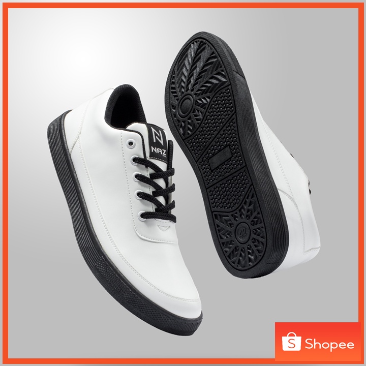 DEDRICK WHITE BLACK - Sepatu Sneakers Putih Pria Casual Unisex Original