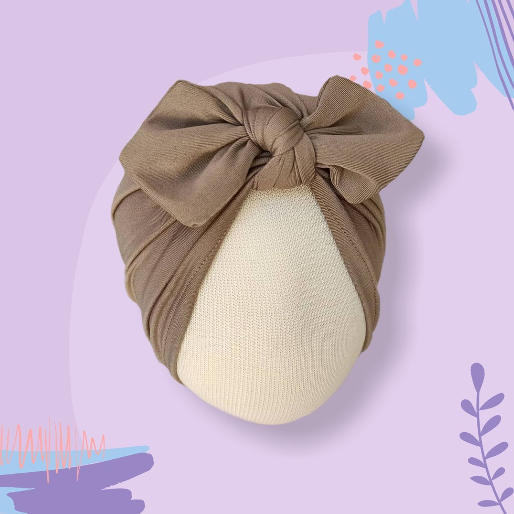 Turban Bayi dan Anak seri Polos - Turban Pompom Bandana Headwrap Ciput Anak