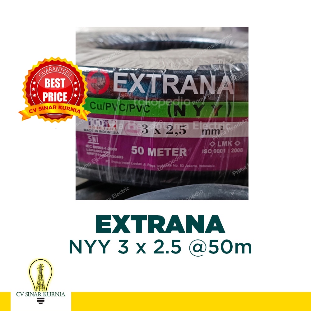Kabel Listrik NYY 3x2,5mm 3x2.5mm 50M EXTRANA |Kabel NYY | SNI asli promo