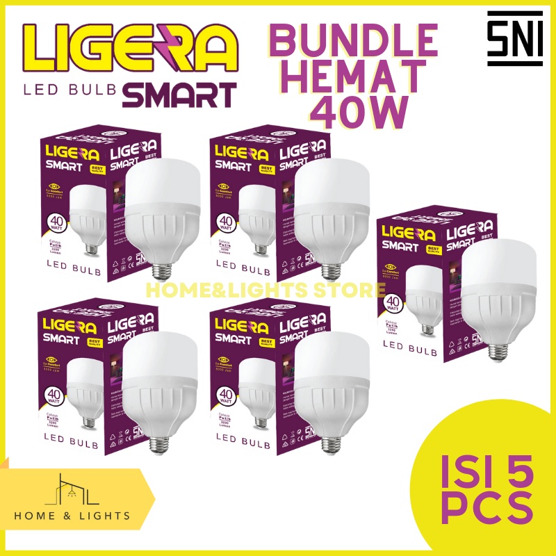 LIGERA Paket Bundling LED Smart 40W Hemat Energi 5 PCS