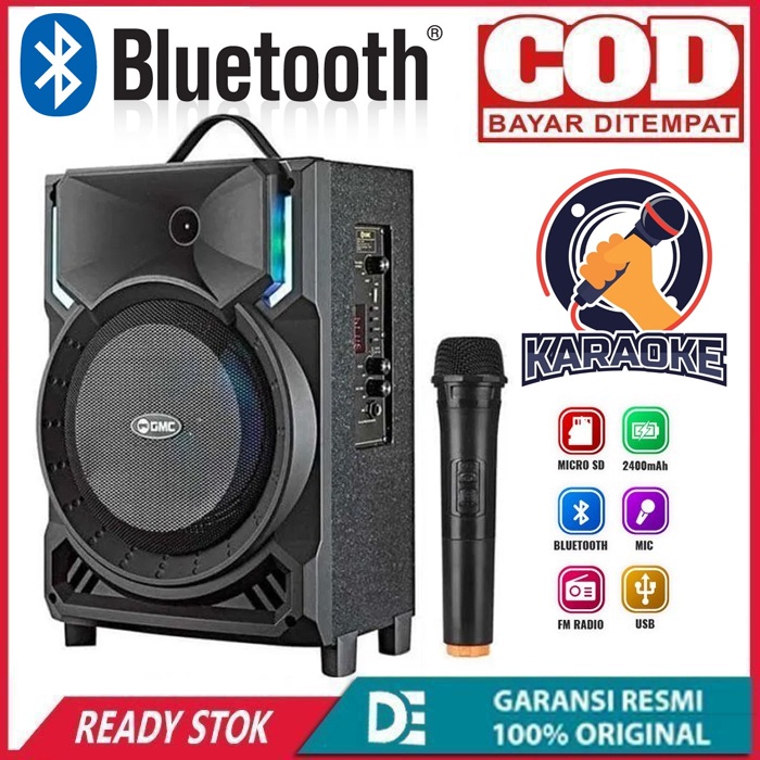 Speaker Karaoke GMC 897H Speaker Bluetooth PORTABLE MULTIMEDI GRATIS Mic Wireless