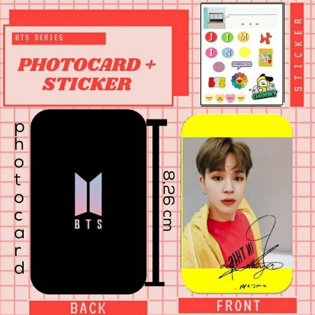 DIY Sticker photocard set aesthetic colorfull bts hp case unik kreatif jin jungkook rm jhope jimin v