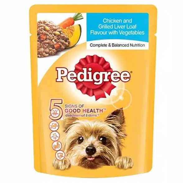 PEDIGREE Pouch Chicken &amp; Grilled Liver with veg 80gr / Makanan Anjing