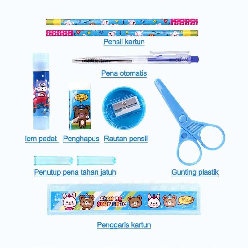 Pensil Set Lengkap Alat Tulis Anak 10 in 1 set Alat Tulis Anak Sekolah/Pensil Set Lengkap Alat Tulis Anak/Pensil Set Lengkap Alat Tulis Anak L281