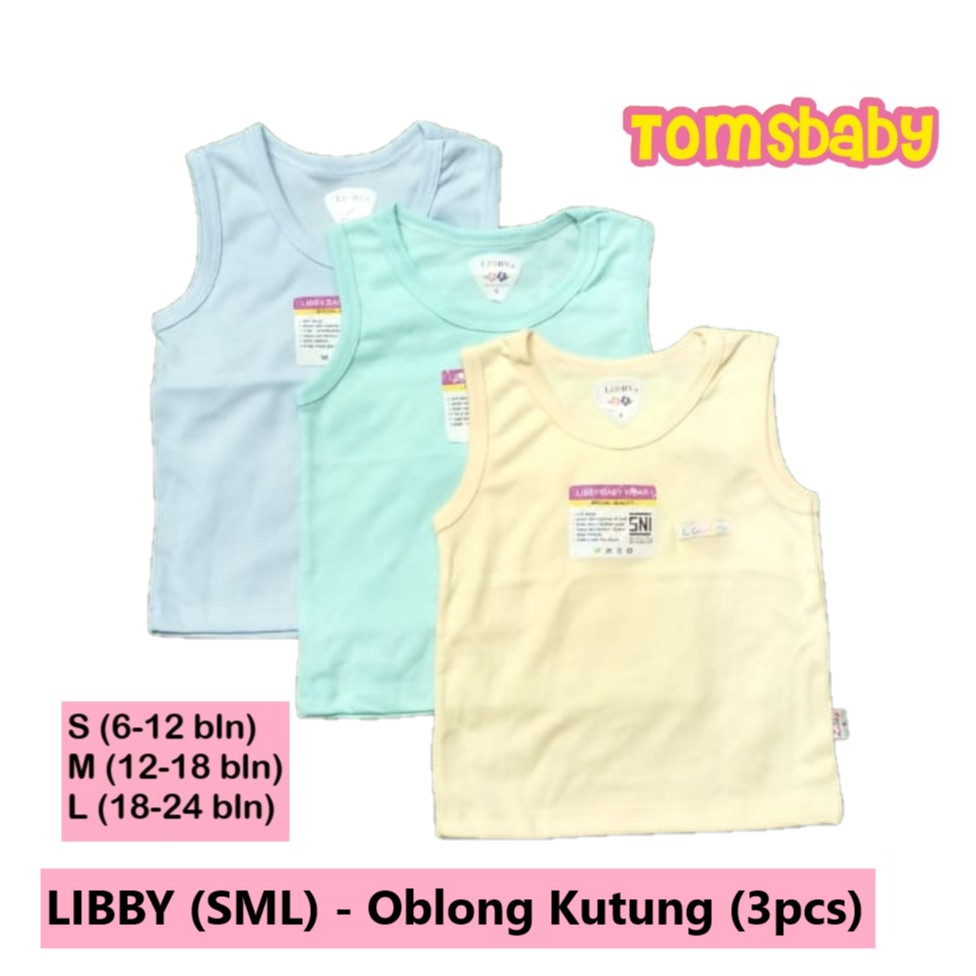 LIBBY 3pcs Oblong Singlet Kutung WARNA (6-24bln)