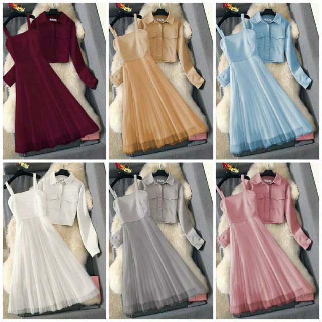 Setelan Dress Guardian Tutu/Fashion Wanita (Luaran Blazer+Dress Tutu)