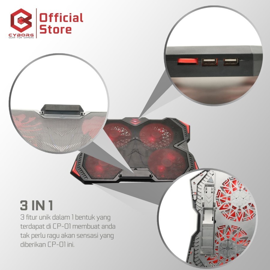 Cyborg Cooling Pad Blizzard CP-01 Silent - Pendingin Laptop