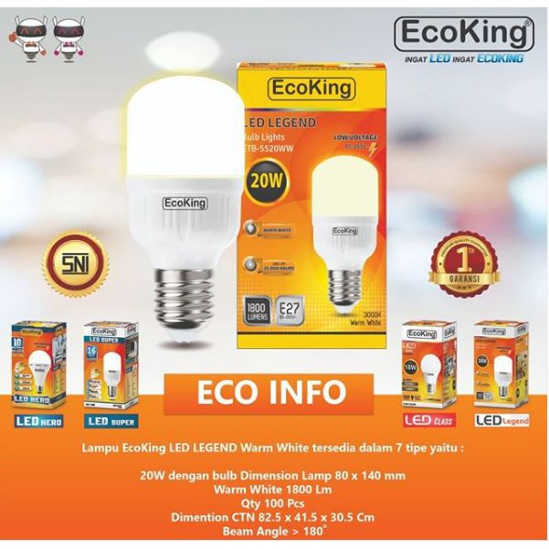 Jual Led Bulb Ecoking Legend W Kuning Shopee Indonesia