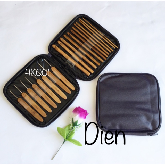 Alat Rajut Set Hakpen Rajut Crochet Hook set Pocket Kayu 20 pcs HK001