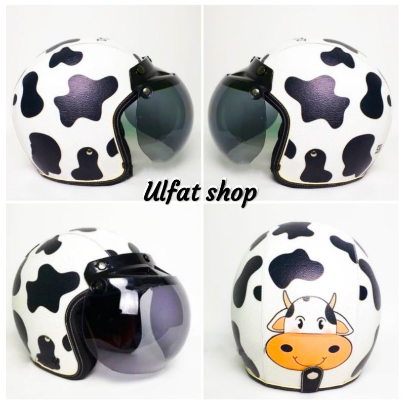 helm bogo retro dewasa motif sapi moo.