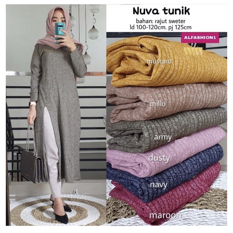 NUVA Tunik - Tunik Rajut Sweter LD100 Rajut Import / Nuva Tunik / R.20 - 216-5585