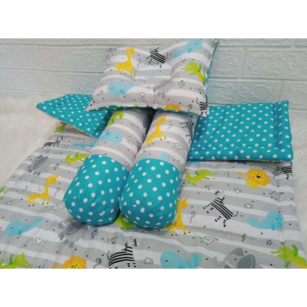 [Baby Bed Set]Bedcover Set Bayi Selimut Bayi Lengkap Dan Murah-bc Stripes animal