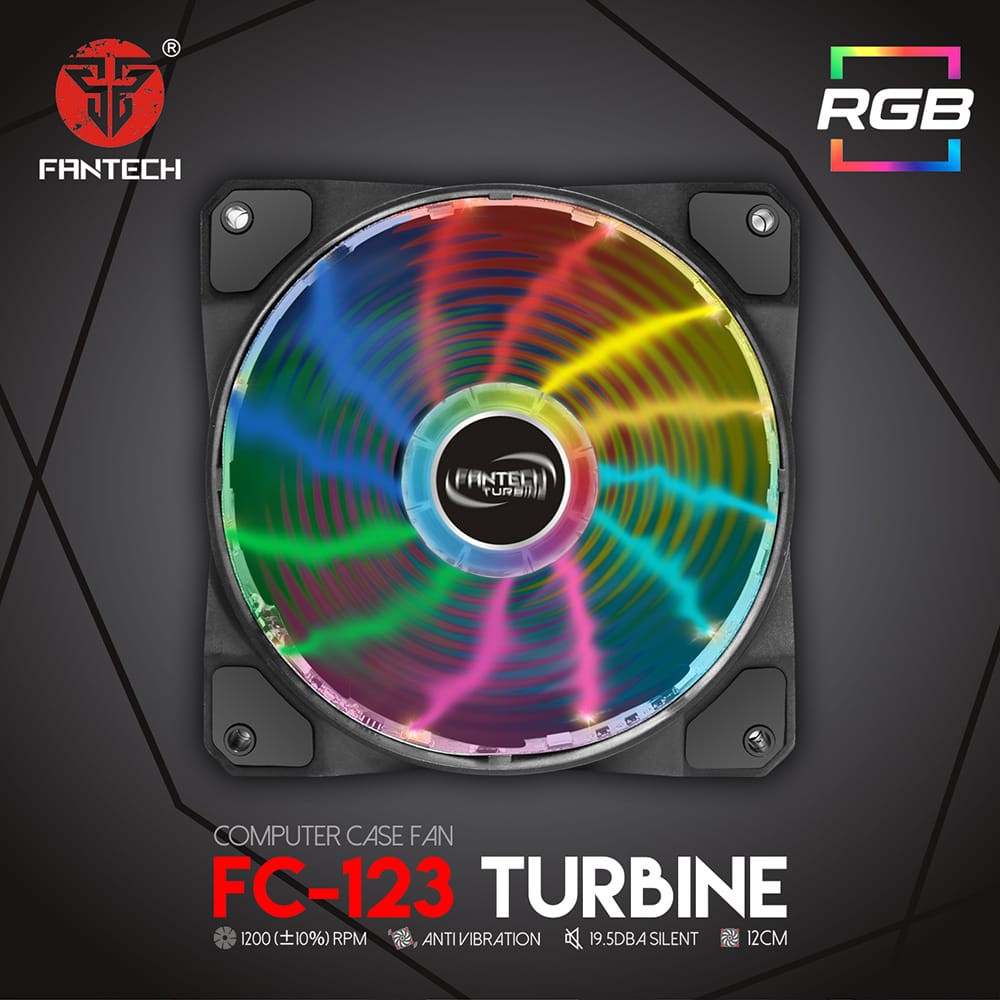 FANTECH TURBINE FC-123 RGB LED Fan 12cm Kipas Fan Case Komputer CPU PC Casing