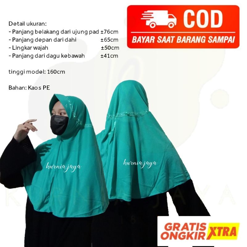 Hijab Serut Atas instan Size L bahan Kaos