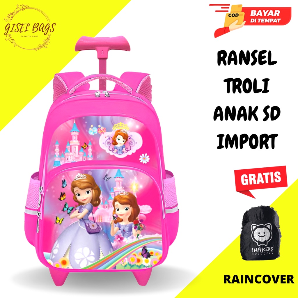 GB-Tas ransel troli anak perempuan SD tas ransel troli anak import tas ransel troli anak karakter lucu