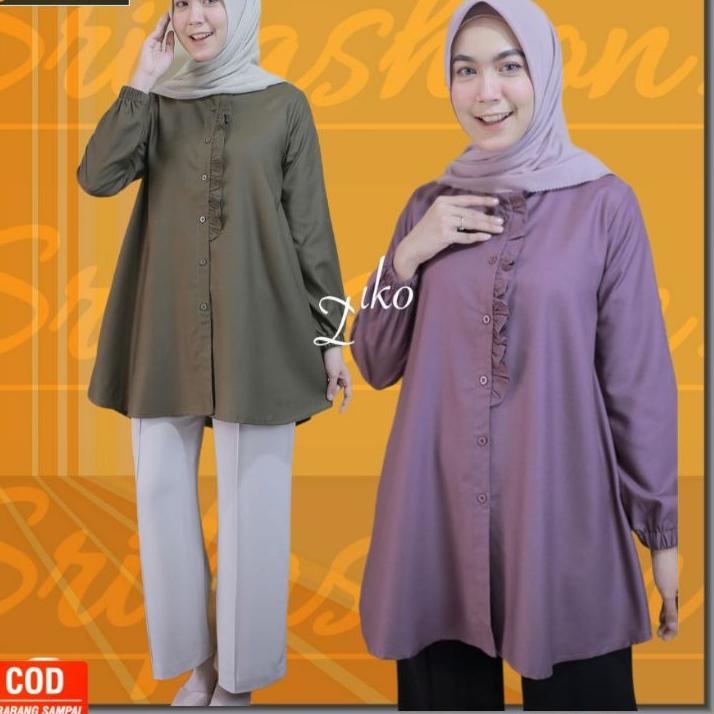 Harga Murah.. Baju Atasan Wanita Terbaru Lala Blouse Tunik katun Toyobo Putih Hitam Big Size Jumbo K