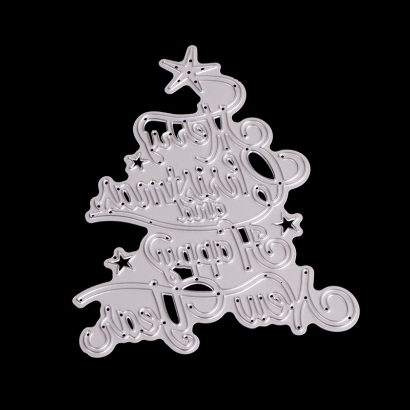 Cetakan Stensil Cutting Dies Motif Merry Christmas Bahan Metal Untuk Scrapbook / Craft DIY