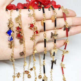 Gelang Kaki Rantai Batang Warna Charm Bunga Kupu Bintang Gelang Kaki Rantai Batang Warna Charm Bunga Kupu Bintang