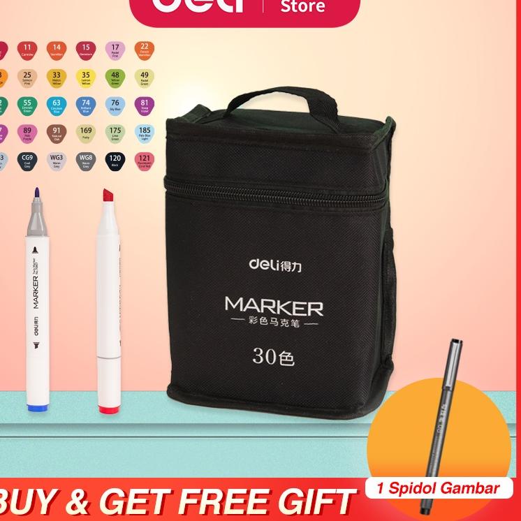 

Model Baru Deli Color Marker With Bag Spidol Warna Dengan Tas 30/40/60/80 Warna 70807 ~