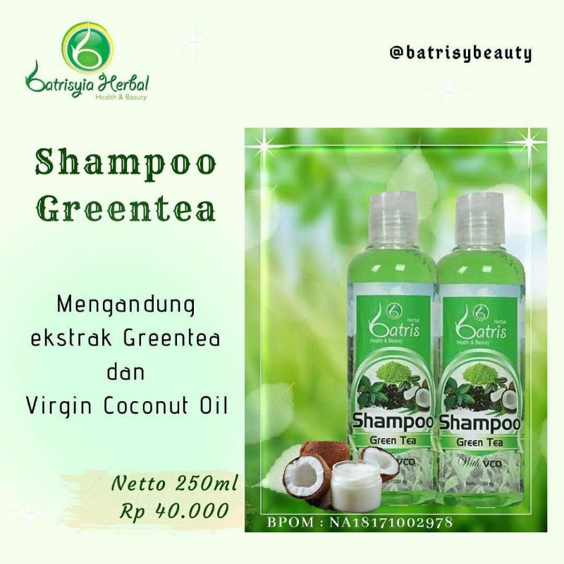 SHAMPO GREENTEA BATRISYIA UNTUK RAMBUT KERING RONTOK MENUTRISI RAMBUT