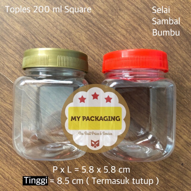 50pcs - Toples Sambal / Tempat Bumbu Saos &amp; Kecap 200 ml SQUARE (isi50)