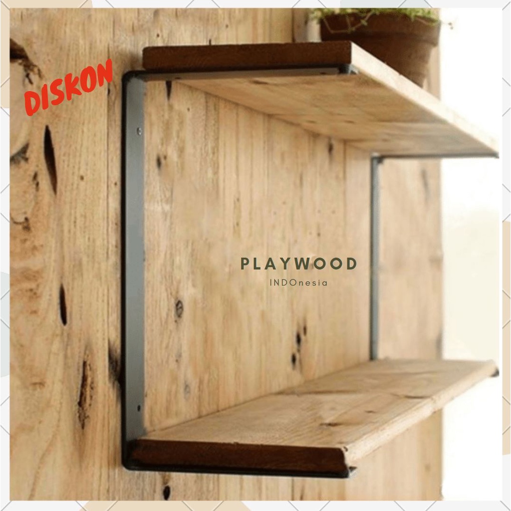 PlayWood - Bracket Besi Siku Rak Dinding Susun 25x15x15