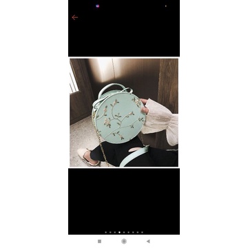 TAS WANITA BULAT RENDA HIJAU IMPORT MURAH KOREA BRANDED TA118G3 TAS ELSA