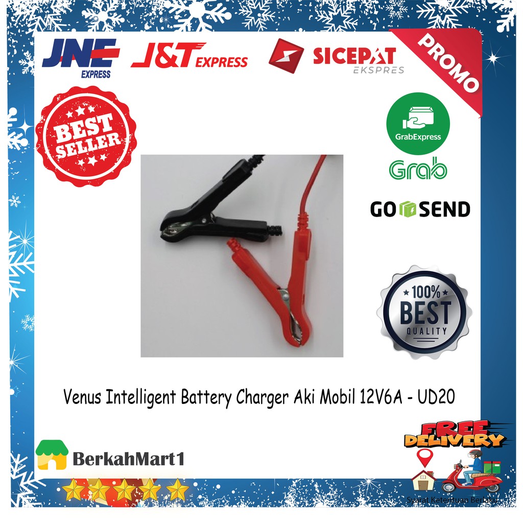 Cas Aki Mobil/Motor Charger Aki 12V 6A dengan Indikator Led Intelligent Battery Charger Top Quality