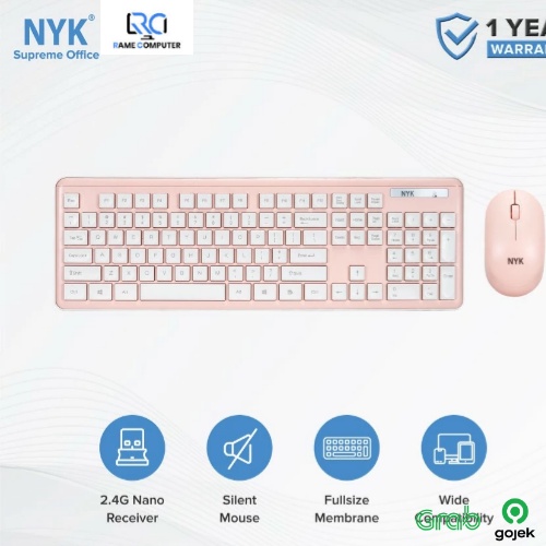 Mouse Keyboard Wireless set NYK PINK K-10 - CYAN