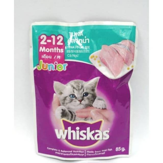 MAKANAN KITTEN KUCING WHISKAS JUNIOR TUNA POUCH KUCING 85GR (PROMO)