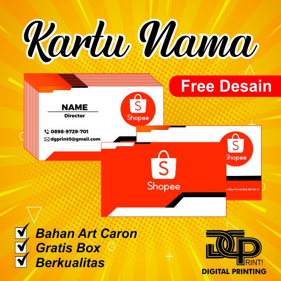 

Cetak Kartu Nama Murah Ekonomis Free Design dan Box