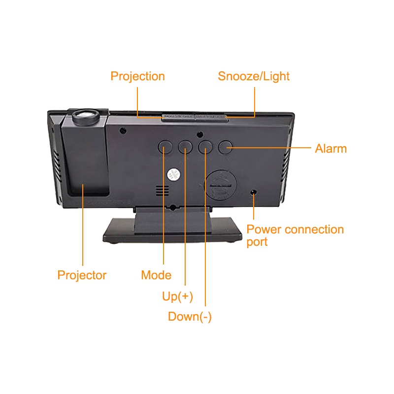 Mi.more Jam Alarm Proyeksi Digital LED untuk Kamar Tidur Proyeksi di Langit-Langit Proyektor Waktu Elektronik Dual Keras Samping Tempat Tidur Jam Bisu