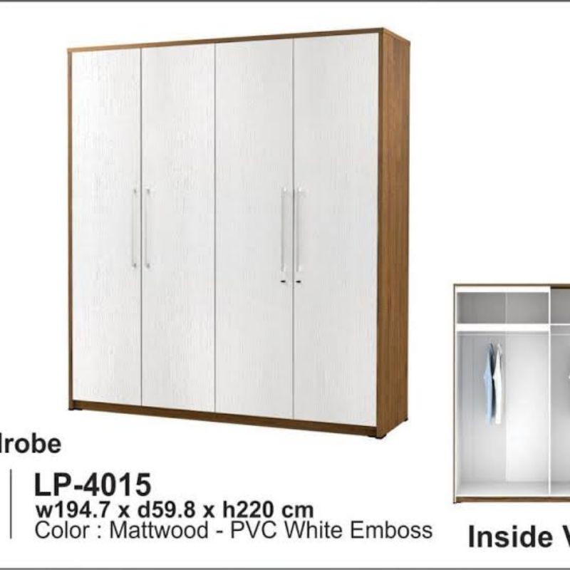 Lemari Pakaian Jumbo 4 Pintu Expo LP 4015 Ukuran 2m x 60cm x 2.2m